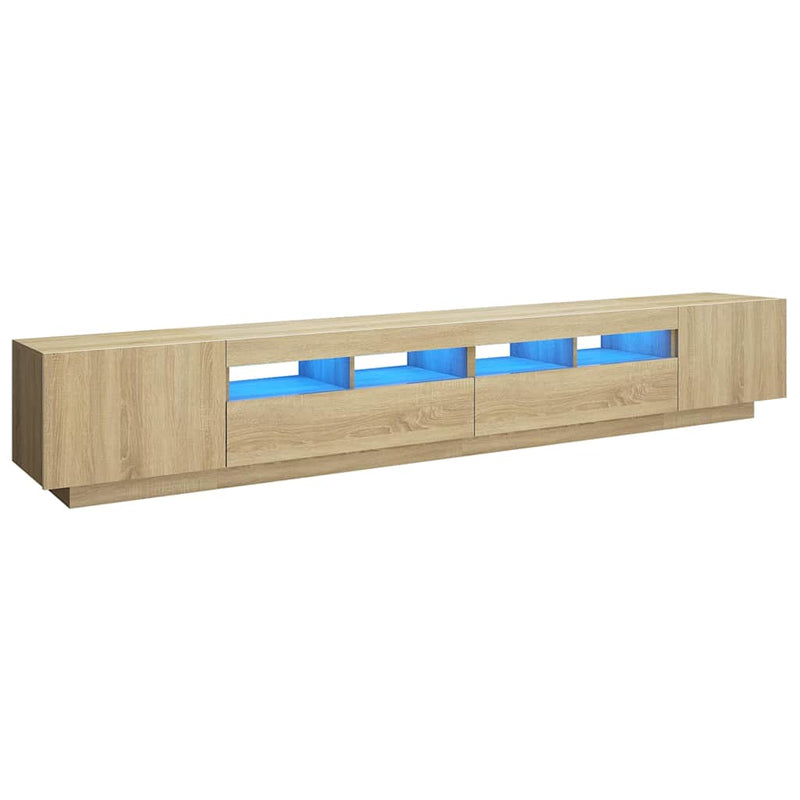 Comodă TV cu lumini LED, stejar Sonoma, 260x35x40 cm