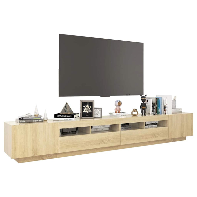 Comodă TV cu lumini LED, stejar Sonoma, 260x35x40 cm