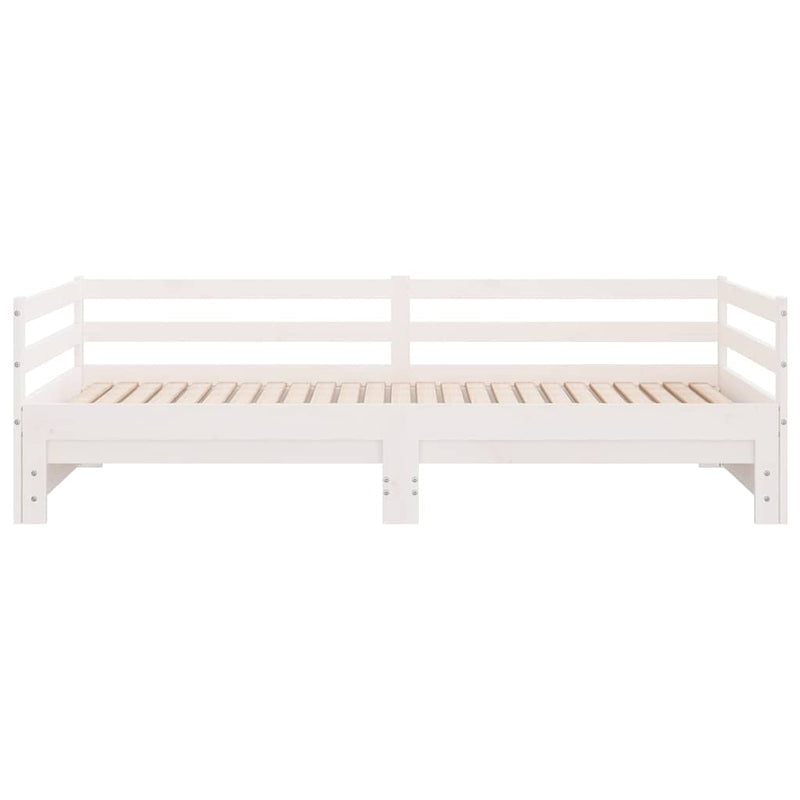 Pat extensibil de zi, alb, 2x(90x200) cm, lemn masiv de pin