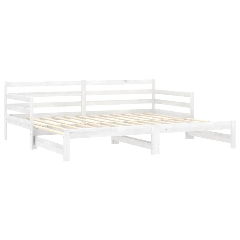 Pat extensibil de zi, alb, 2x(90x200) cm, lemn masiv de pin