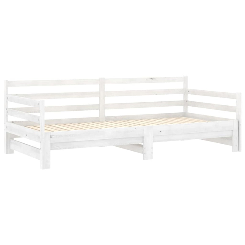 Pat extensibil de zi, alb, 2x(90x200) cm, lemn masiv de pin