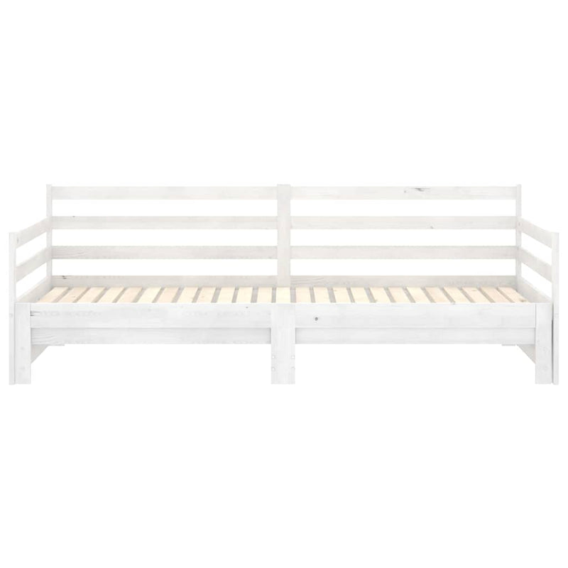 Pat extensibil de zi, alb, 2x(90x200) cm, lemn masiv de pin