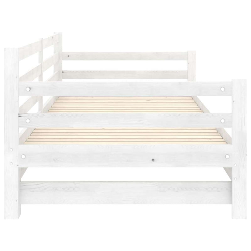 Pat extensibil de zi, alb, 2x(90x200) cm, lemn masiv de pin