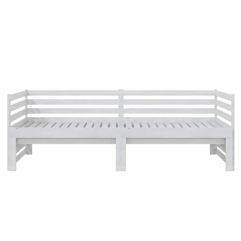 Pat extensibil de zi, alb, 2x(90x200) cm, lemn masiv de pin