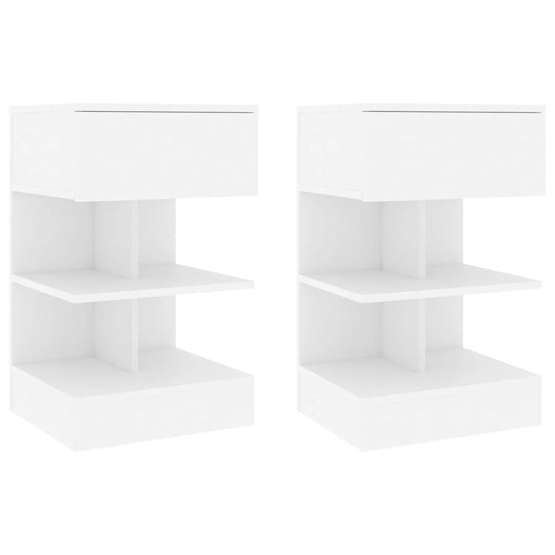 Noptiere, 2 buc., alb, 40x35x65 cm, PAL