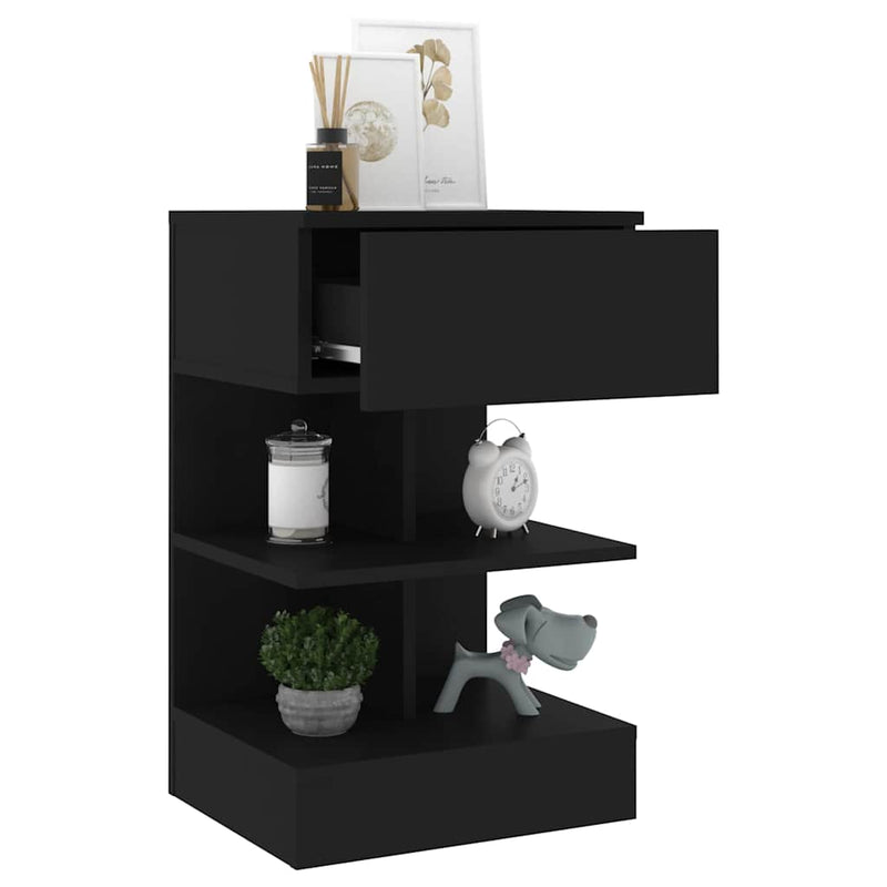 Noptiere, 2 buc., negru, 40x35x65 cm
