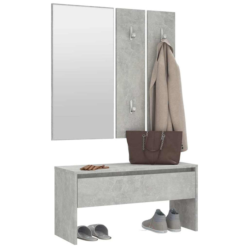 Set de mobilier pentru hol, gri beton, lemn prelucrat