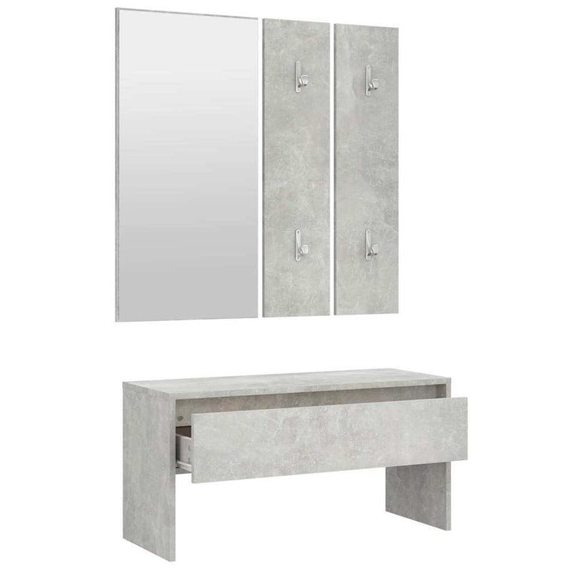 Set de mobilier pentru hol, gri beton, lemn prelucrat