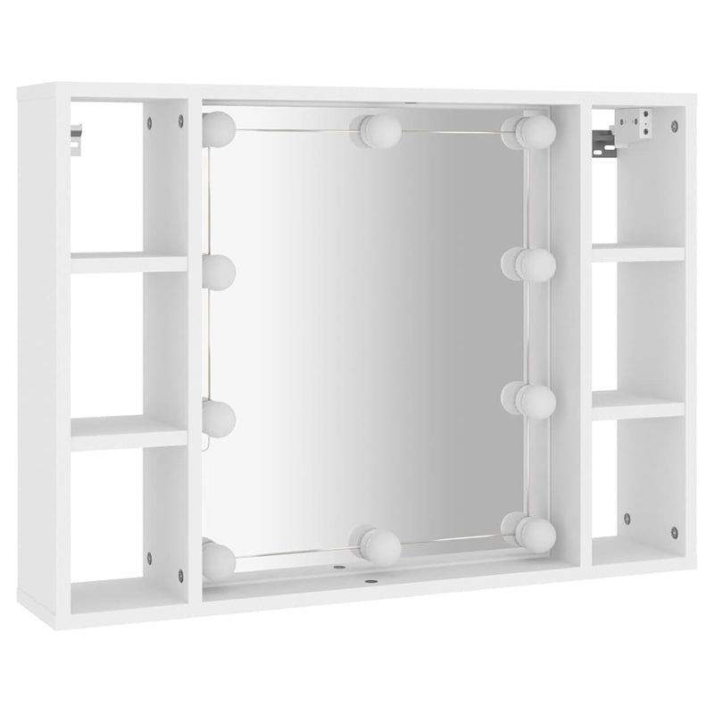 Dulap cu oglindă și LED, alb, 76x15x55 cm