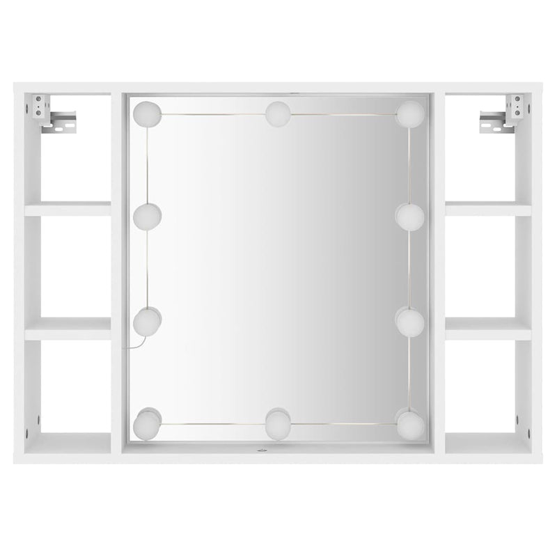 Dulap cu oglindă și LED, alb, 76x15x55 cm