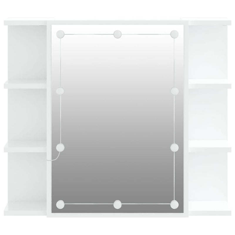 Dulap cu oglindă și LED, alb, 70x16,5x60 cm