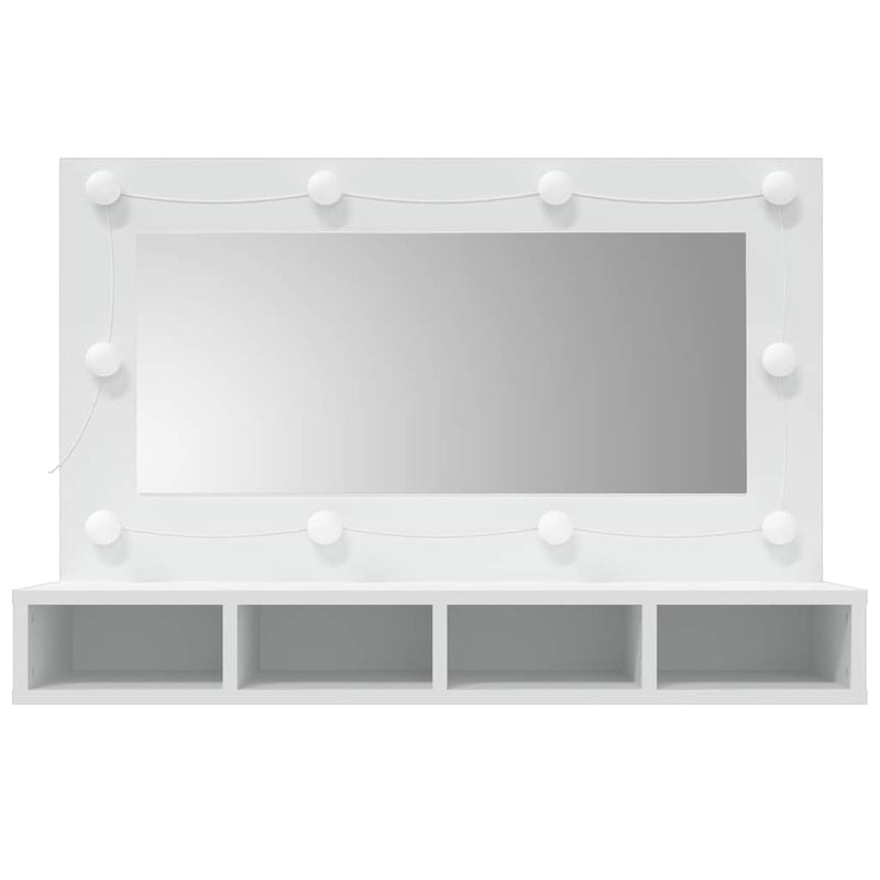 Dulap cu oglindă și LED, alb, 90x31,5x62 cm