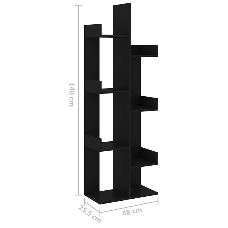 Bibliotecă, negru, 48x25,5x140 cm, PAL