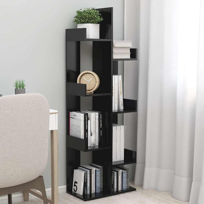 Bibliotecă, negru, 48x25,5x140 cm, PAL