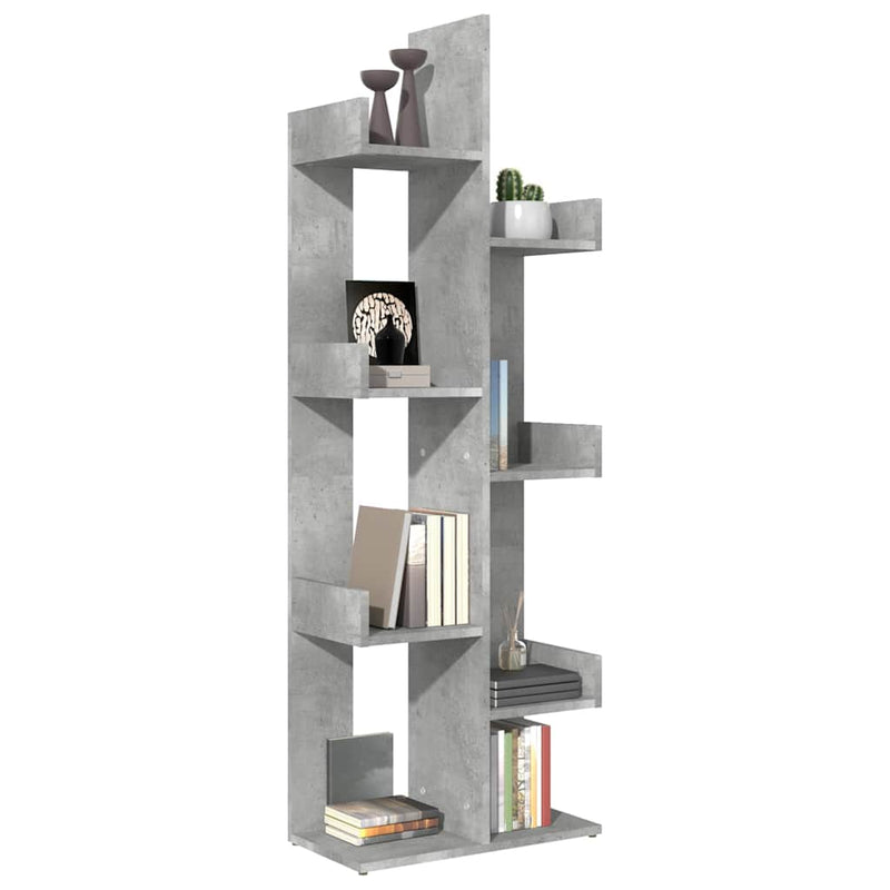 Bibliotecă, gri beton, 48x25,5x140 cm, PAL