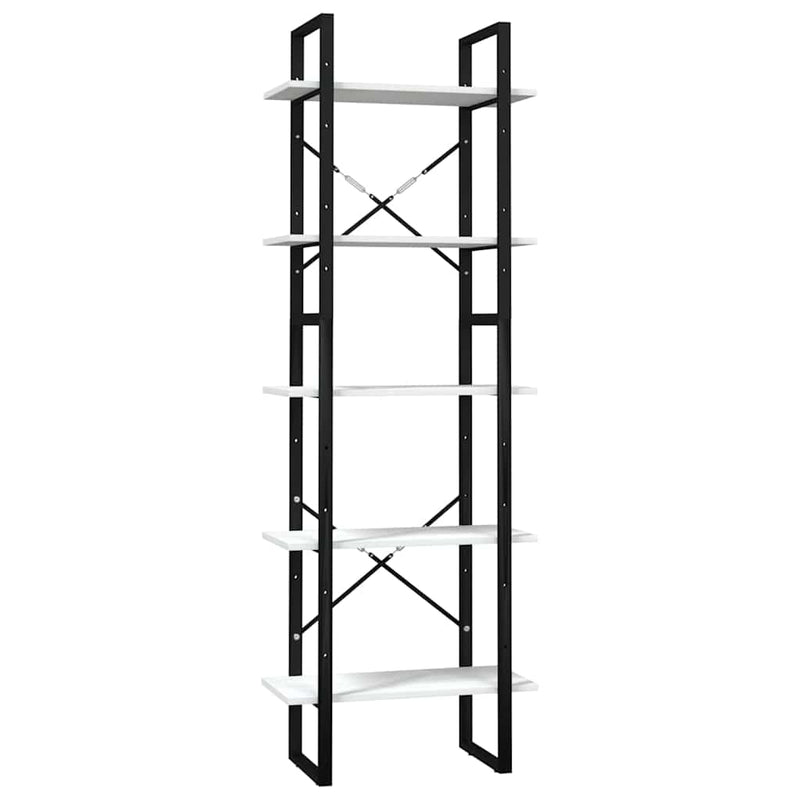 Bibliotecă cu 5 rafturi, alb, 60x30x175 cm, lemn masiv de pin