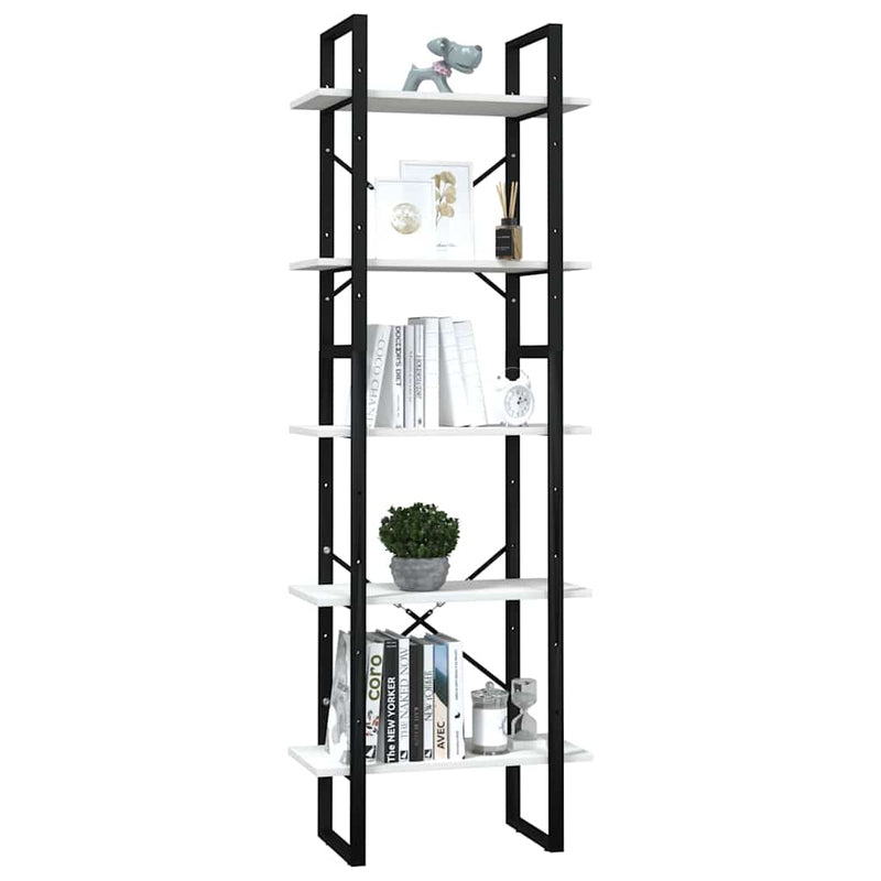 Bibliotecă cu 5 rafturi, alb, 60x30x175 cm, lemn masiv de pin
