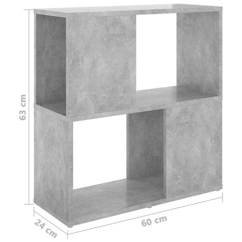 Bibliotecă, gri beton, 60 x 24 x 63 cm, PAL
