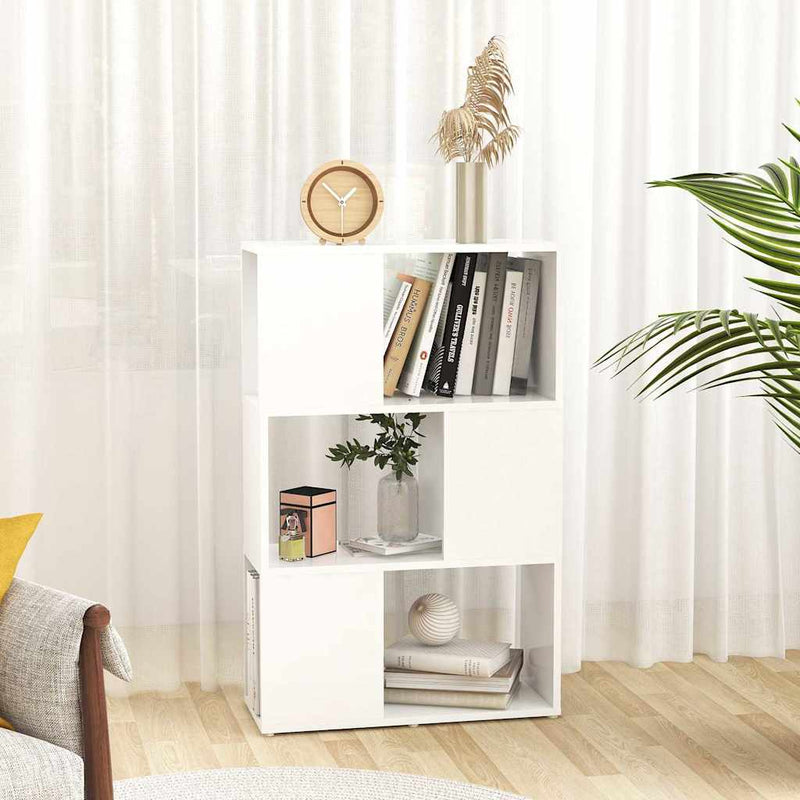 Bibliotecă/Separator cameră, alb, 60x24x94 cm, PAL