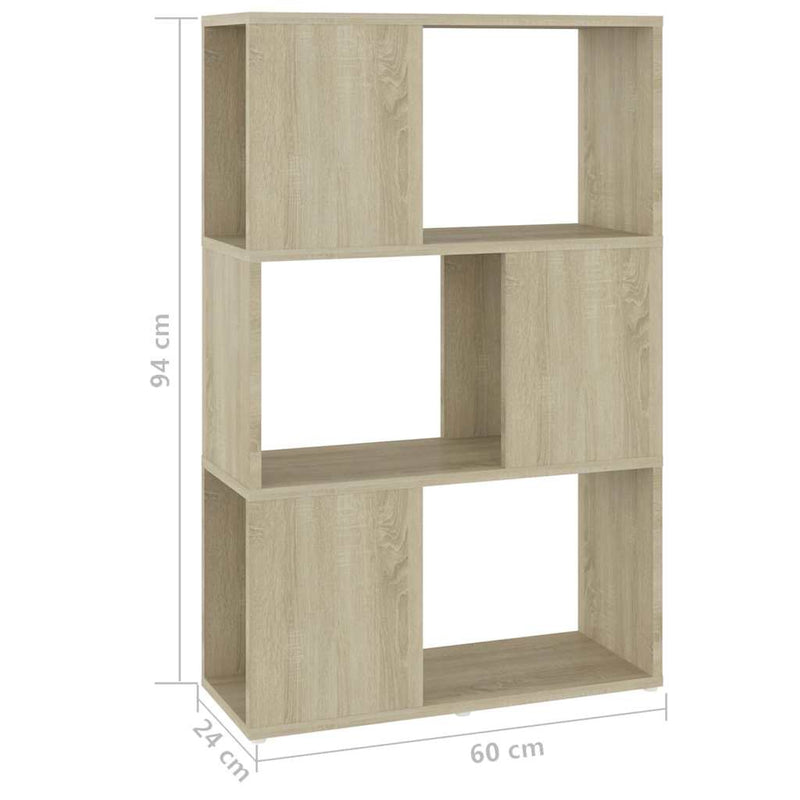 Bibliotecă/Separator cameră, stejar sonoma, 60x24x94 cm, PAL