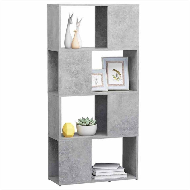Bibliotecă/Separator cameră, gri beton, 60x24x124,5 cm