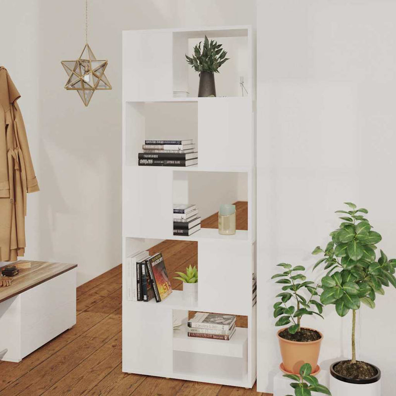Bibliotecă/Separator cameră, alb, 60x24x155 cm, PAL