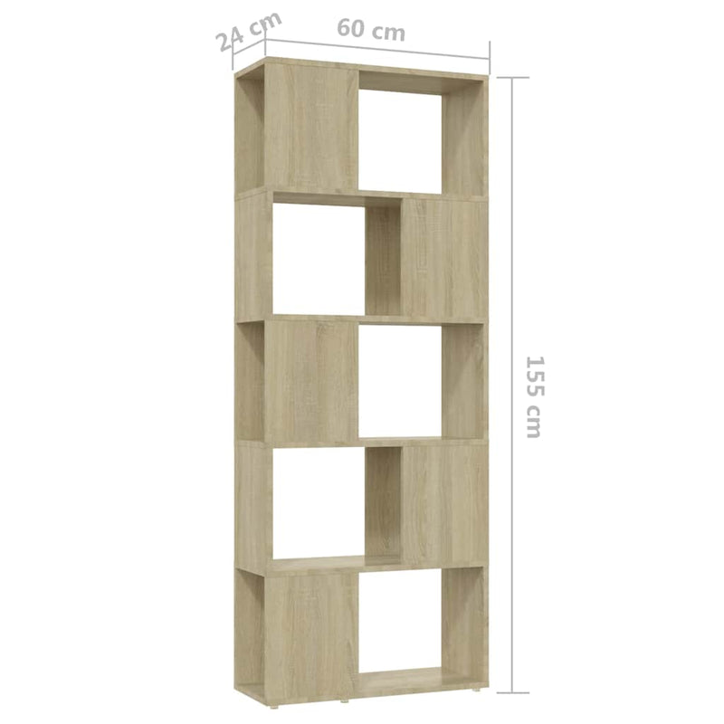 Bibliotecă/Separator cameră, stejar sonoma, 60x24x155 cm