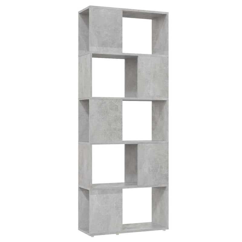 Bibliotecă/Separator cameră, gri beton, 60x24x155 cm