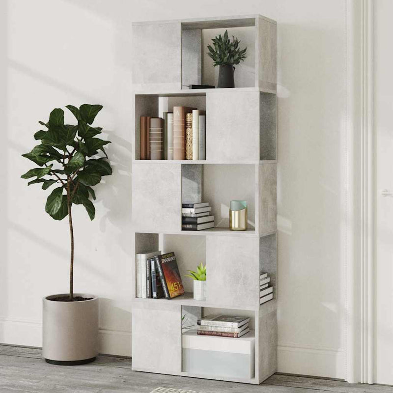 Bibliotecă/Separator cameră, gri beton, 60x24x155 cm
