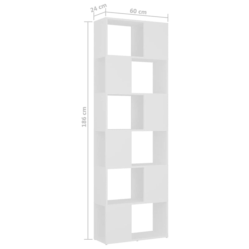 Bibliotecă/Separator cameră, alb, 60x24x186 cm