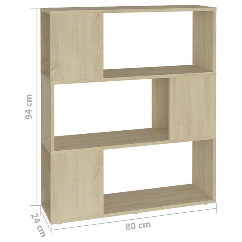 Bibliotecă/Separator cameră, stejar sonoma, 80x24x94 cm, PAL