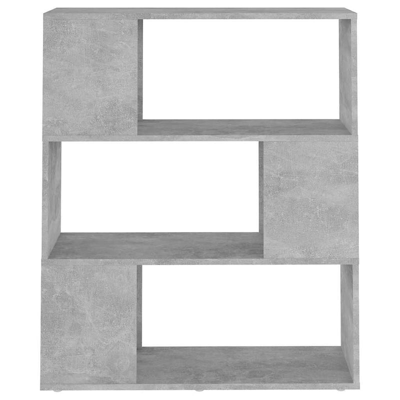 Bibliotecă/Separator cameră, gri beton, 80x24x94 cm, PAL