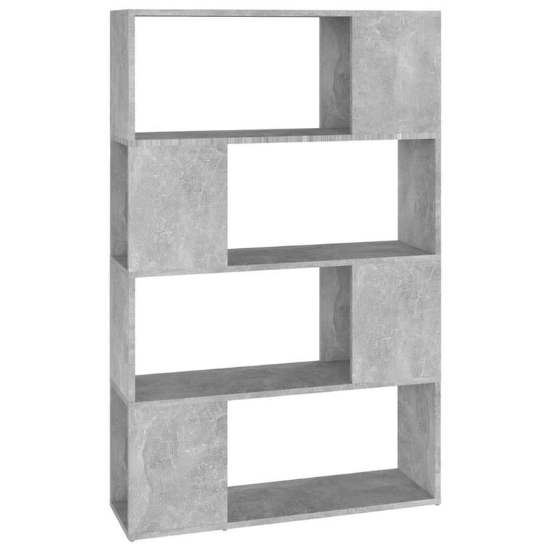 Bibliotecă/Separator cameră, gri beton, 80x24x124,5 cm, PAL