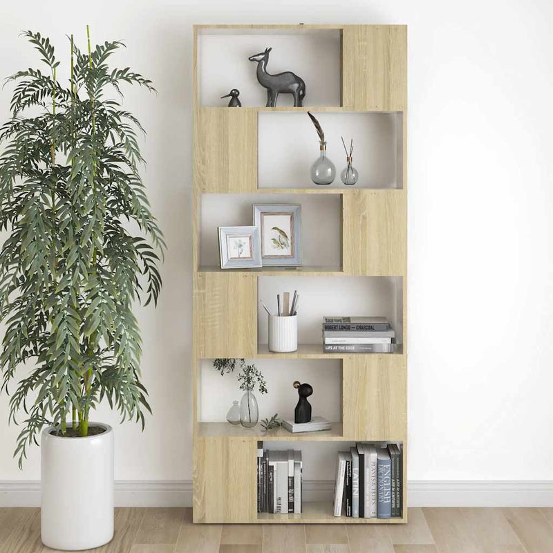 Bibliotecă/Separator cameră, stejar sonoma, 80x24x186 cm, PAL