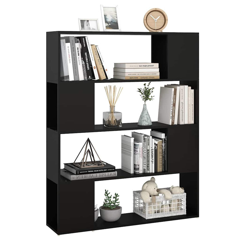Bibliotecă/Separator cameră, negru, 100x24x124 cm