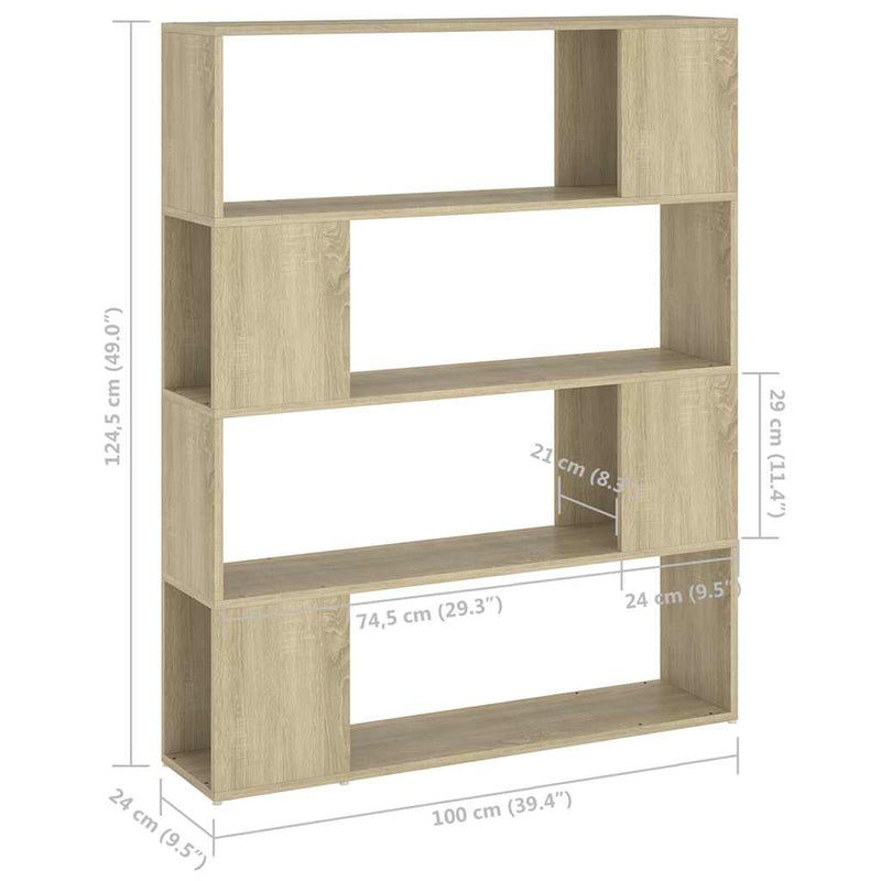 Bibliotecă/Separator cameră, stejar sonoma, 100x24x124 cm