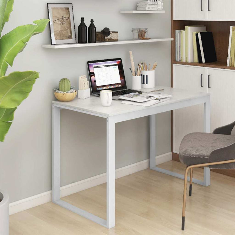 Birou de computer, alb, 110x60x73 cm, lemn prelucrat