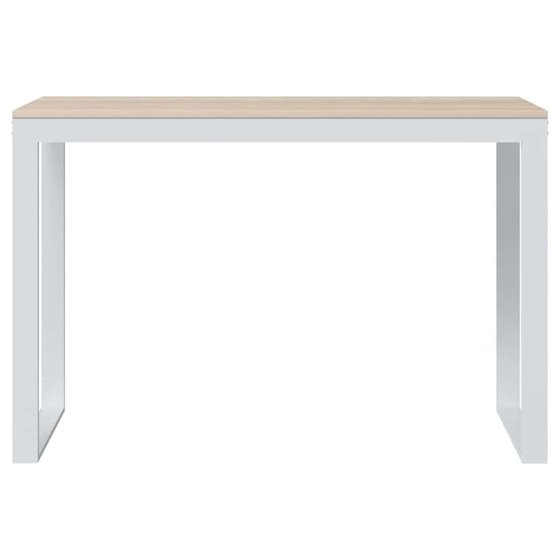 Birou de calculator, alb/stejar, 110x60x73 cm, lemn prelucrat