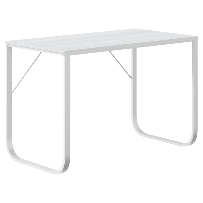 Birou de computer, alb, 110x60x73 cm, lemn prelucrat