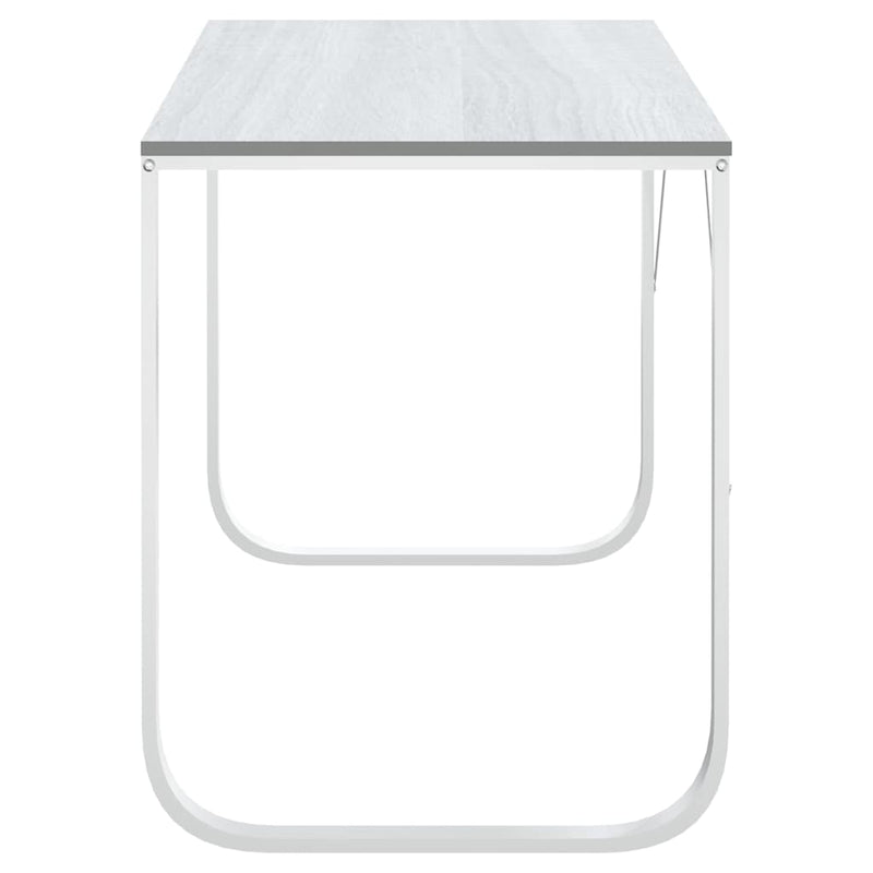 Birou de computer, alb, 110x60x73 cm, lemn prelucrat
