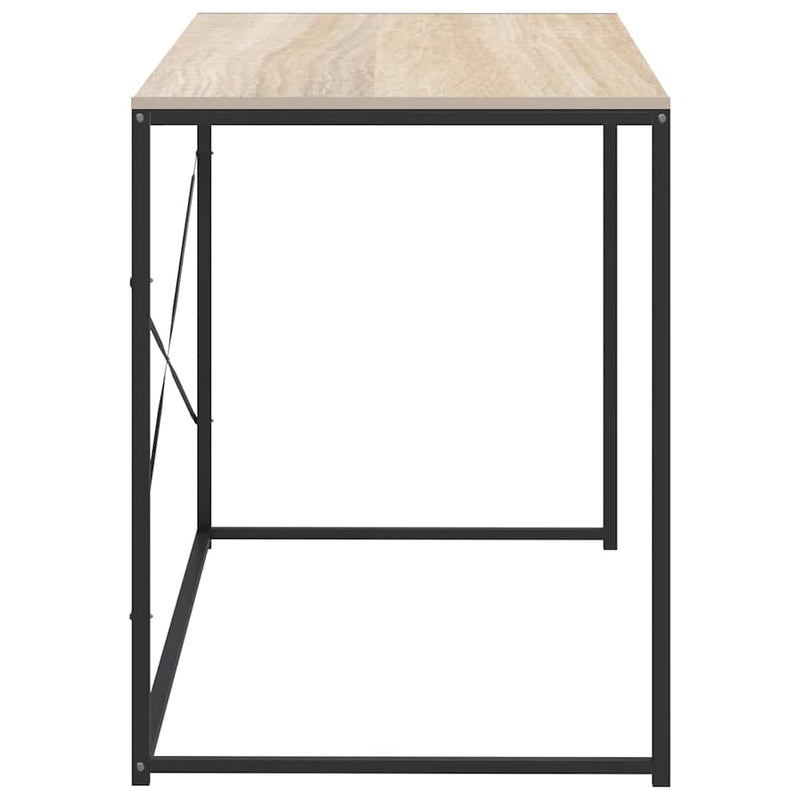 Birou de computer, negru/stejar, 110x60x70 cm, lemn prelucrat