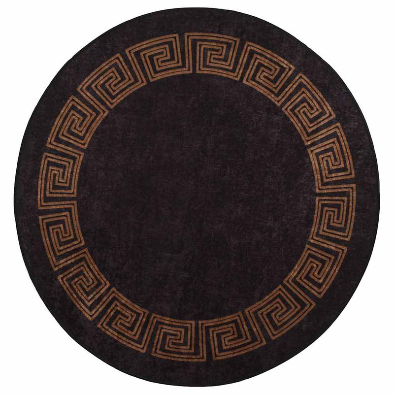 Covor lavabil, negru și auriu, φ120 cm