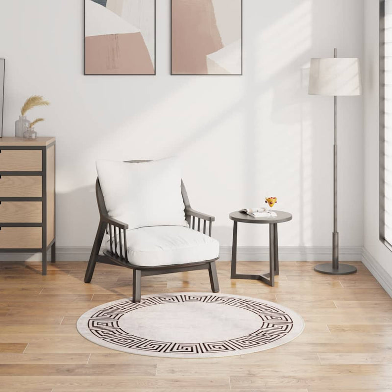 Covor lavabil, bej deschis, φ120 cm , antiderapant