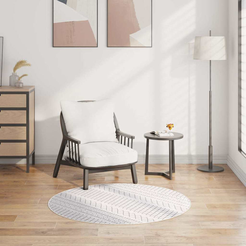 Covor lavabil, negru și alb, φ120 cm