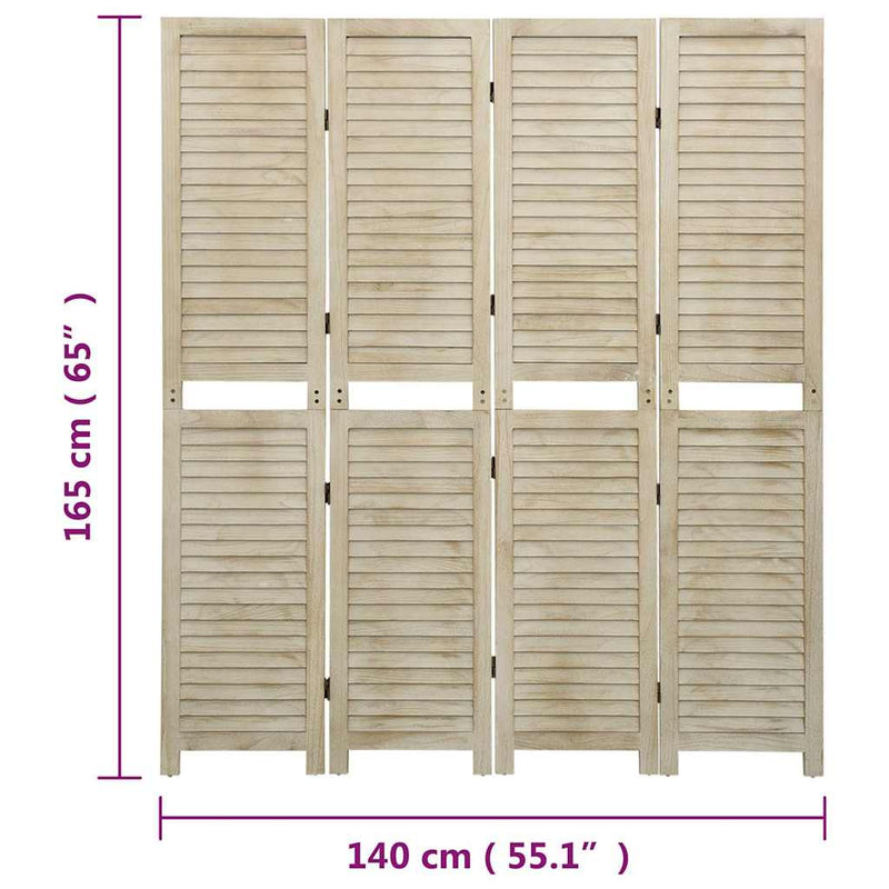 Paravan de cameră cu 4 panouri 140x165 cm lemn masiv Paulownia