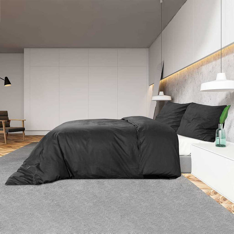 Set cu husă de pilotă, negru, 240x220 cm, microfibră