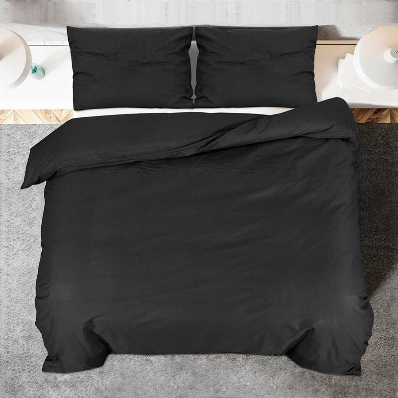 Set cu husă de pilotă, negru, 260x240 cm, microfibră