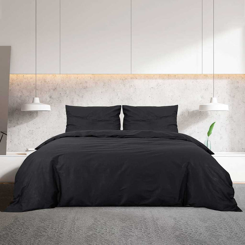 Set cu husă de pilotă, negru, 155x220 cm, microfibră