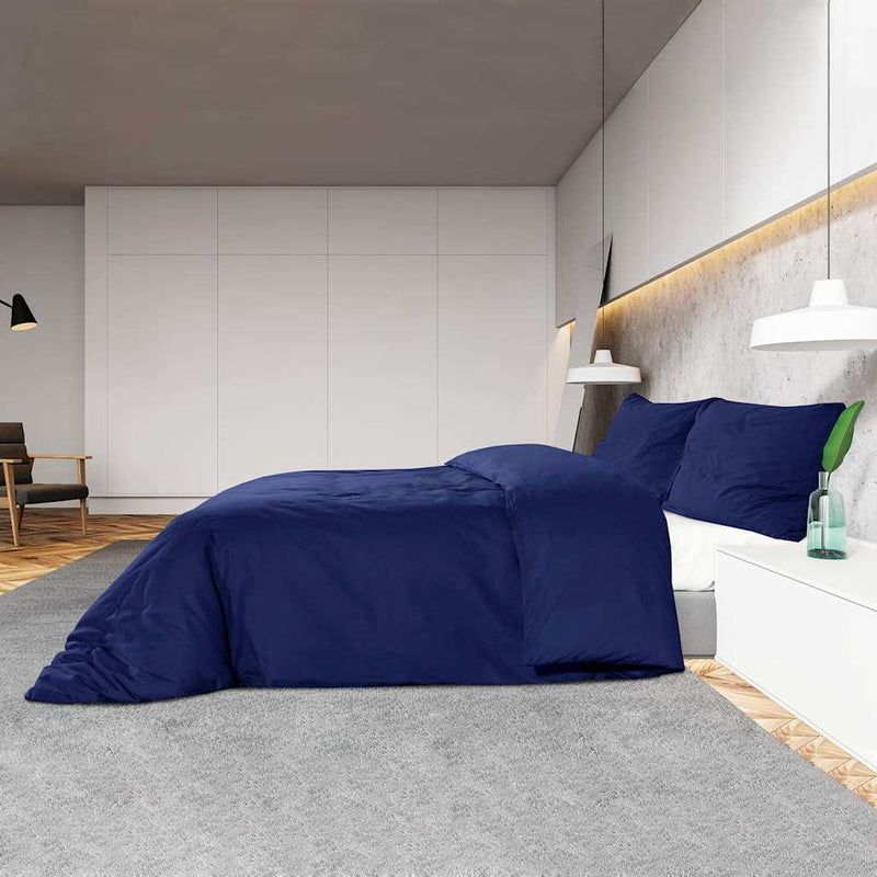 Set cu husă de pilotă, bleumarin, 155x220 cm, microfibră
