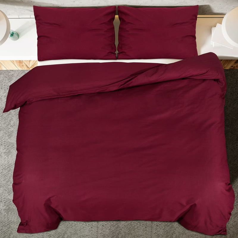 Set cu husă de pilotă, roșu bordo, 220x240 cm, microfibră